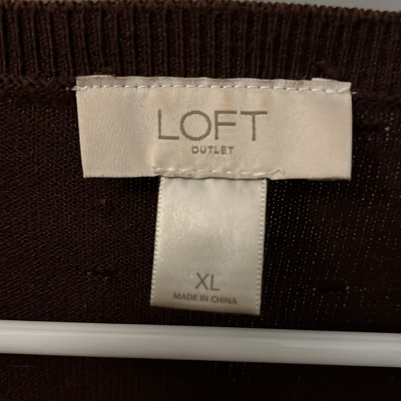 Loft Cardigan Size XL wine colored textured sweater with buttons - Picture 2 of 4